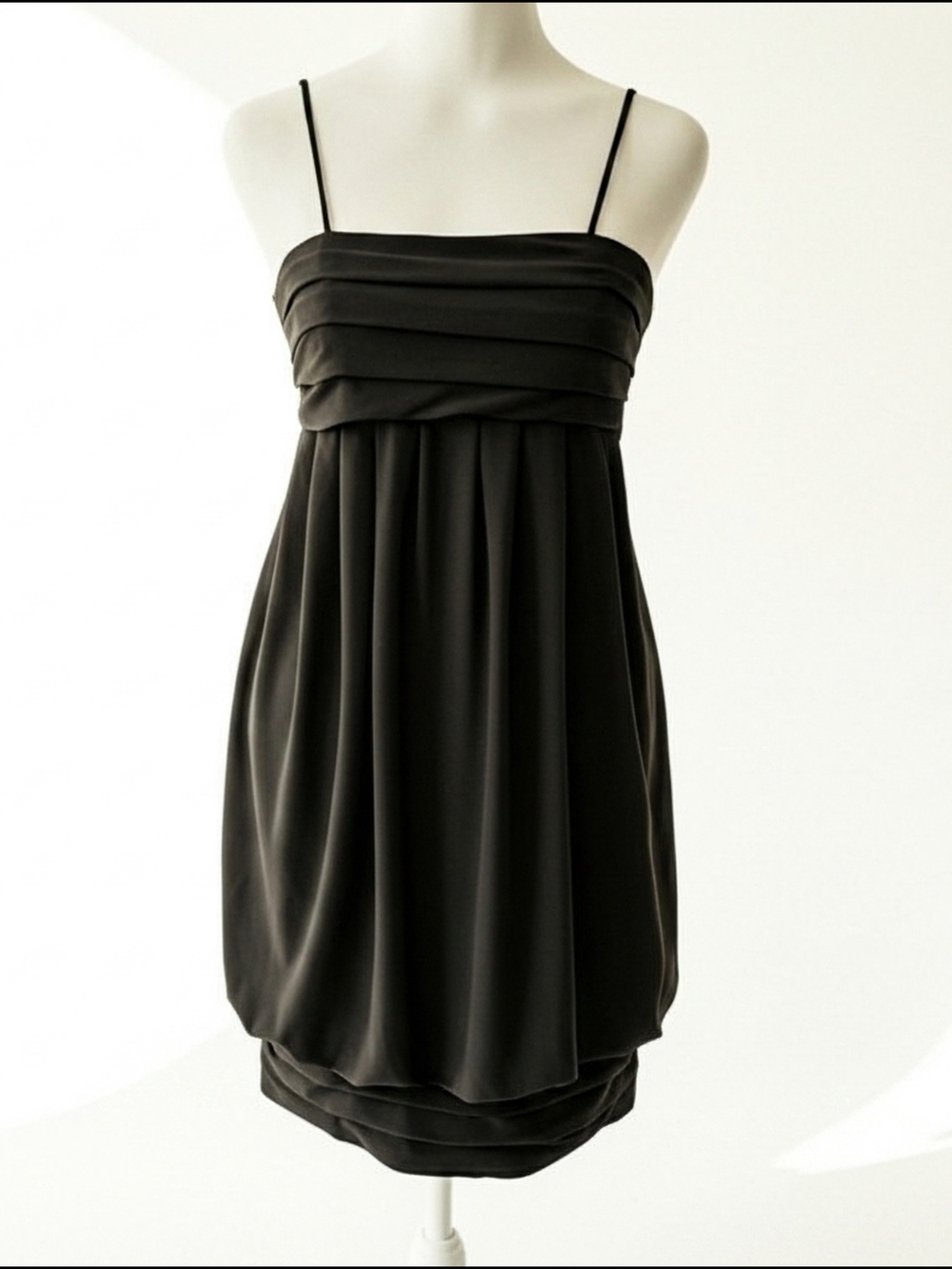 Black Spaghetti-Strap Bubble Hem Dress